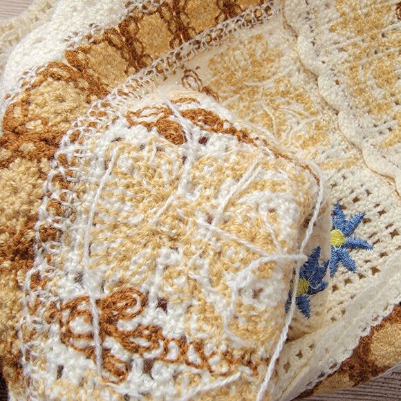 Le Lis Crochet Knit Top Button Cropped Womens Size M/L Short Sleeve Boho Beige - Picture 8 of 11